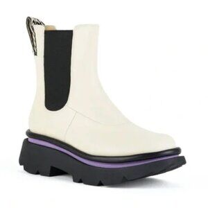 4CCCCEES 38 CRUNCH CHELSEA BOOT IVORY chunky platform sole pull on leather